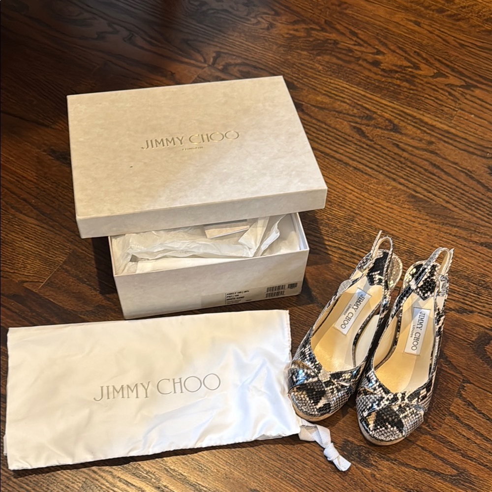 Jimmy Choo Snake Print, Cork Wedge New
